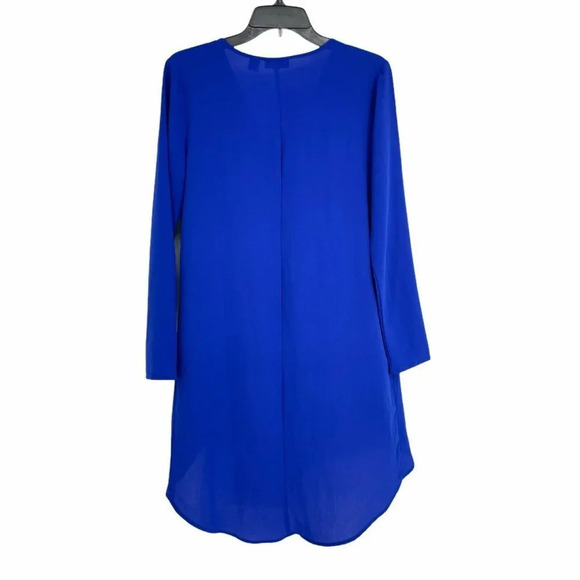 Halogen Blouse Women's Sz S Blue Surplice V-Neck Long Sleeve High Low Hem Tail - Picture 2 of 6